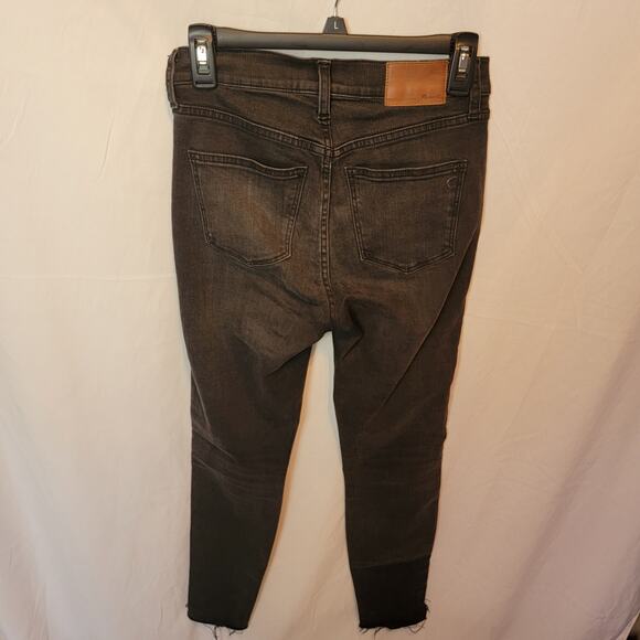 Madewell Washed Black High Waisted Step Raw Hem 10 in Skinny Jeans Size 25 - Picture 10 of 10